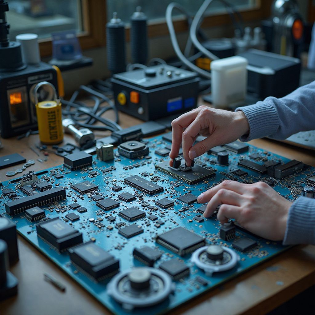 Technische workshop met elektronische puzzel mechanismen
